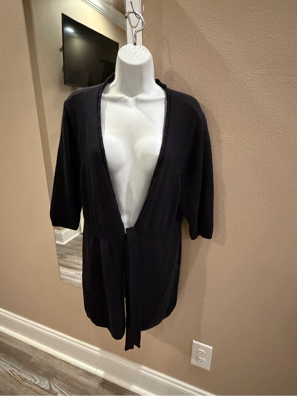 a.n.a Black Open-Front Knit Cardigan with Self-Tie